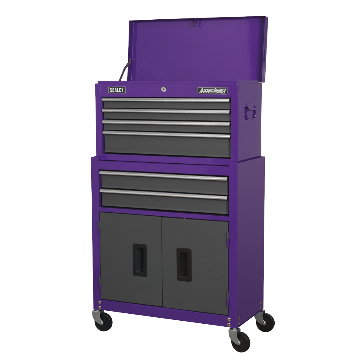 Sealey Topchest Rollcab 6 Drawers Ball Bearing Runners Purple/Grey AP2200BBCP