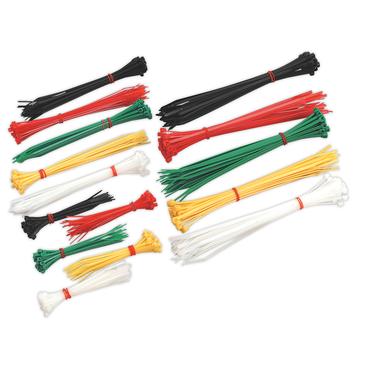 Sealey Cable Zip Tie Assortment Five Colours of Each Size Pack of 375 CT375