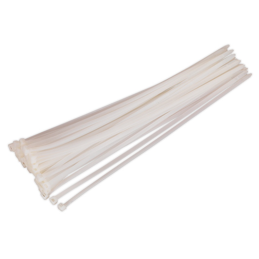 Sealey Cable Zip Ties Nylon Wraps 450mm x 7.6mm White Pack of 50 CT45076P50W