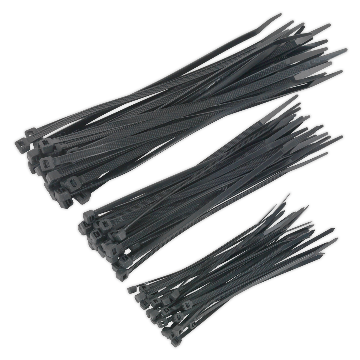 Sealey Cable Tie Assortment Multipurpose Pack Of 75 25 of Each Size Black CT75B