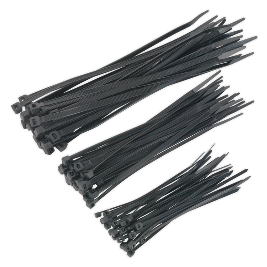 Sealey Cable Tie Assortment Multipurpose Pack Of 75 25 of Each Size Black CT75B
