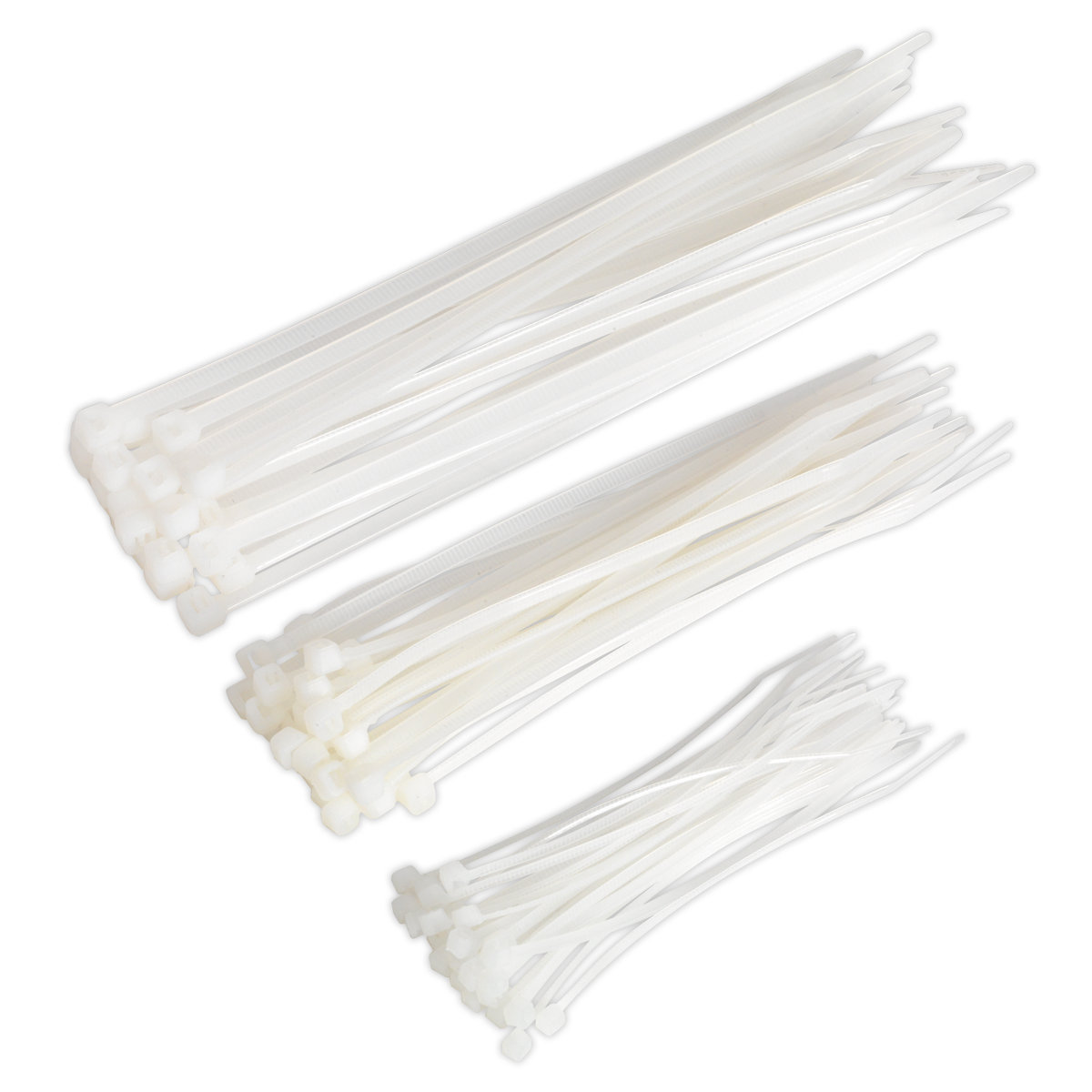 Sealey Cable Zip Ties Wraps Assortment 25 of Each 3 Sizes White Pack of 75 CT75W