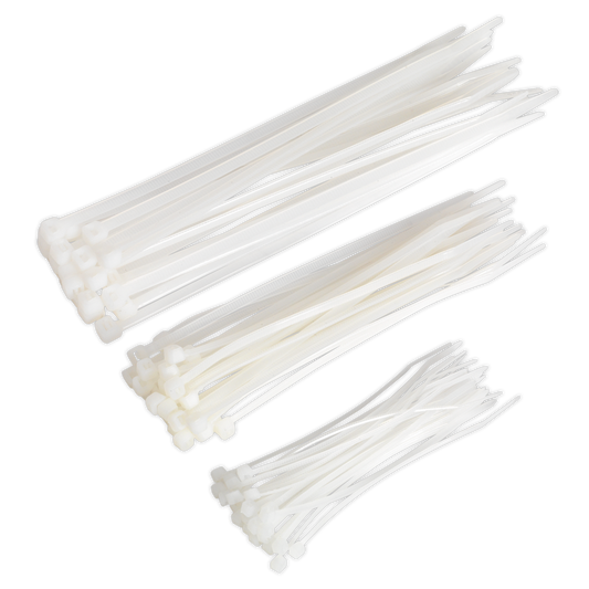 Sealey Cable Zip Ties Wraps Assortment 25 of Each 3 Sizes White Pack of 75 CT75W