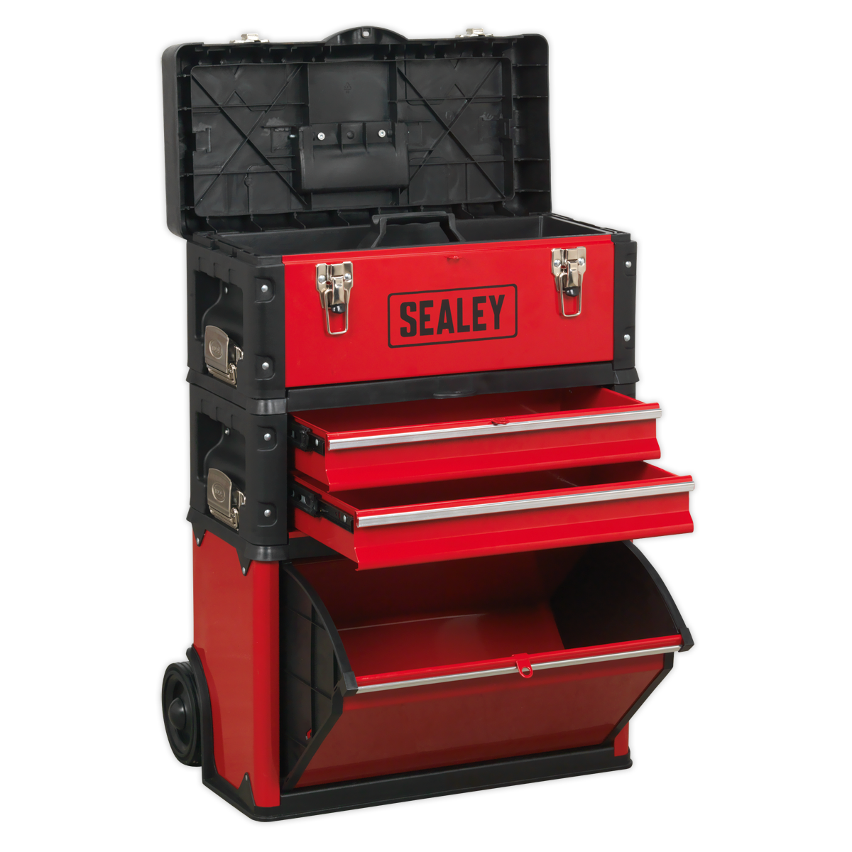 Sealey 3 Compartment Mobile Steel/Composite Toolbox With Extendable Handle AP548