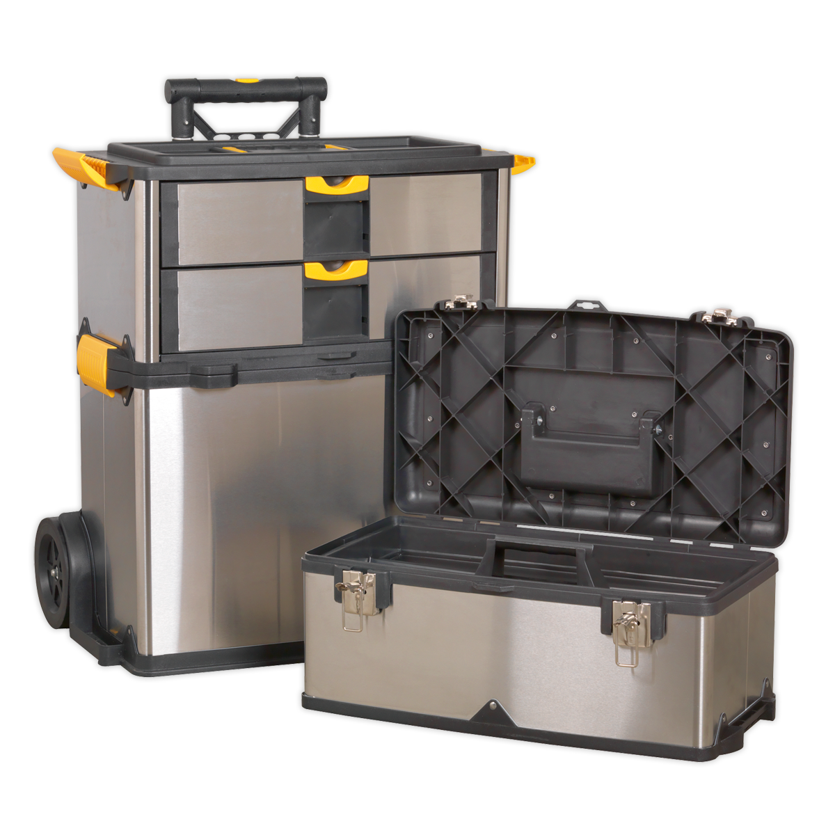 Sealey Mobile Stainless Steel Composite Tool Box Storage 3 Compartments AP855