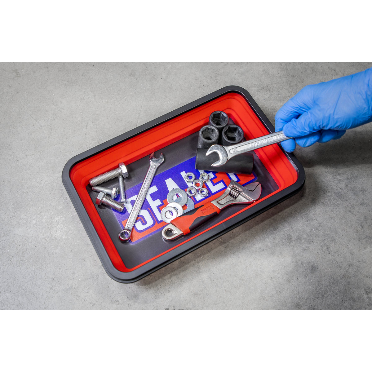 Sealey Parts Tray Collapsible Magnetic Oil Resistant Silicone 3 Pieces APCMTS