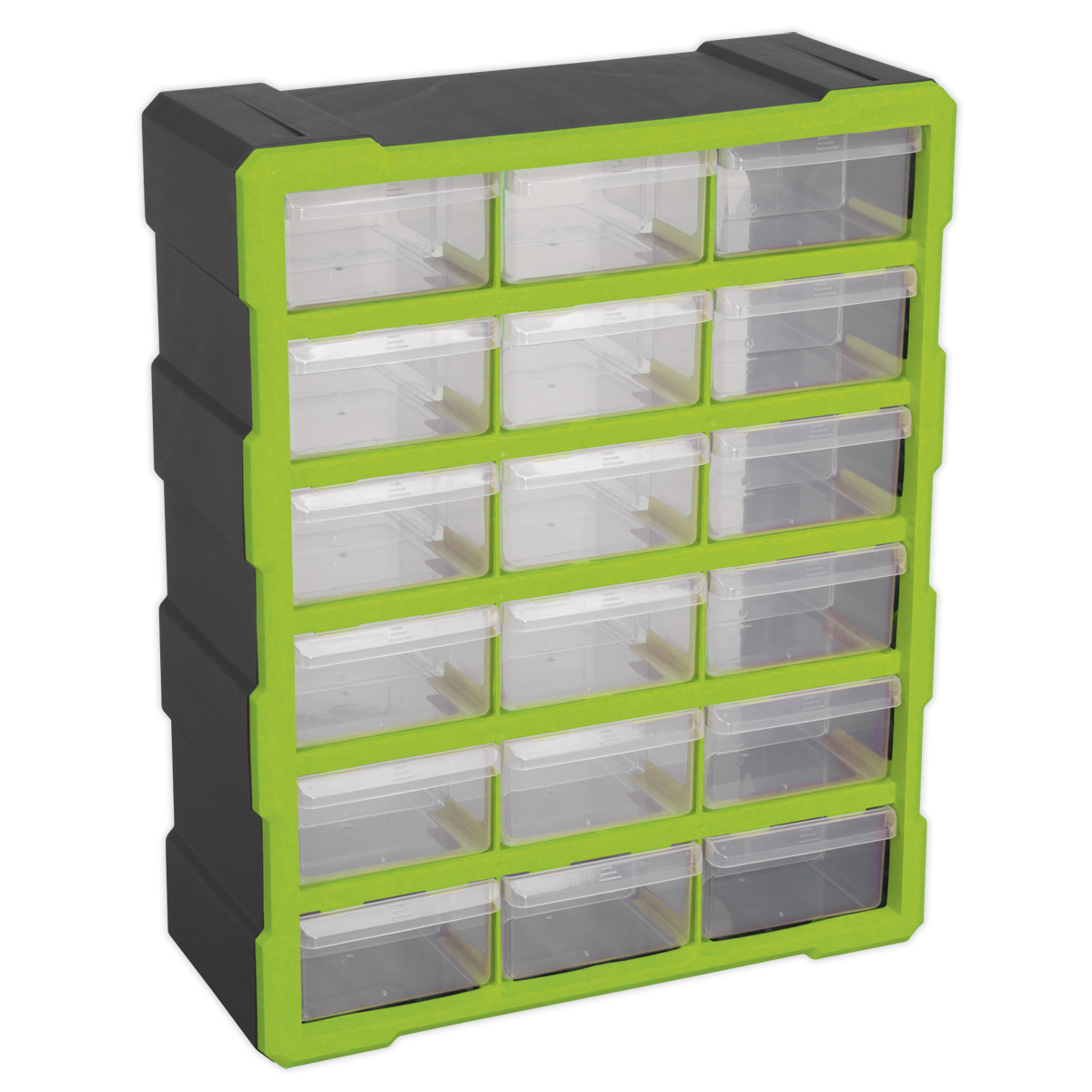 Sealey Cabinet Box 18 Drawer Wall Mountable - Hi-Vis Green/Black APDC18HV
