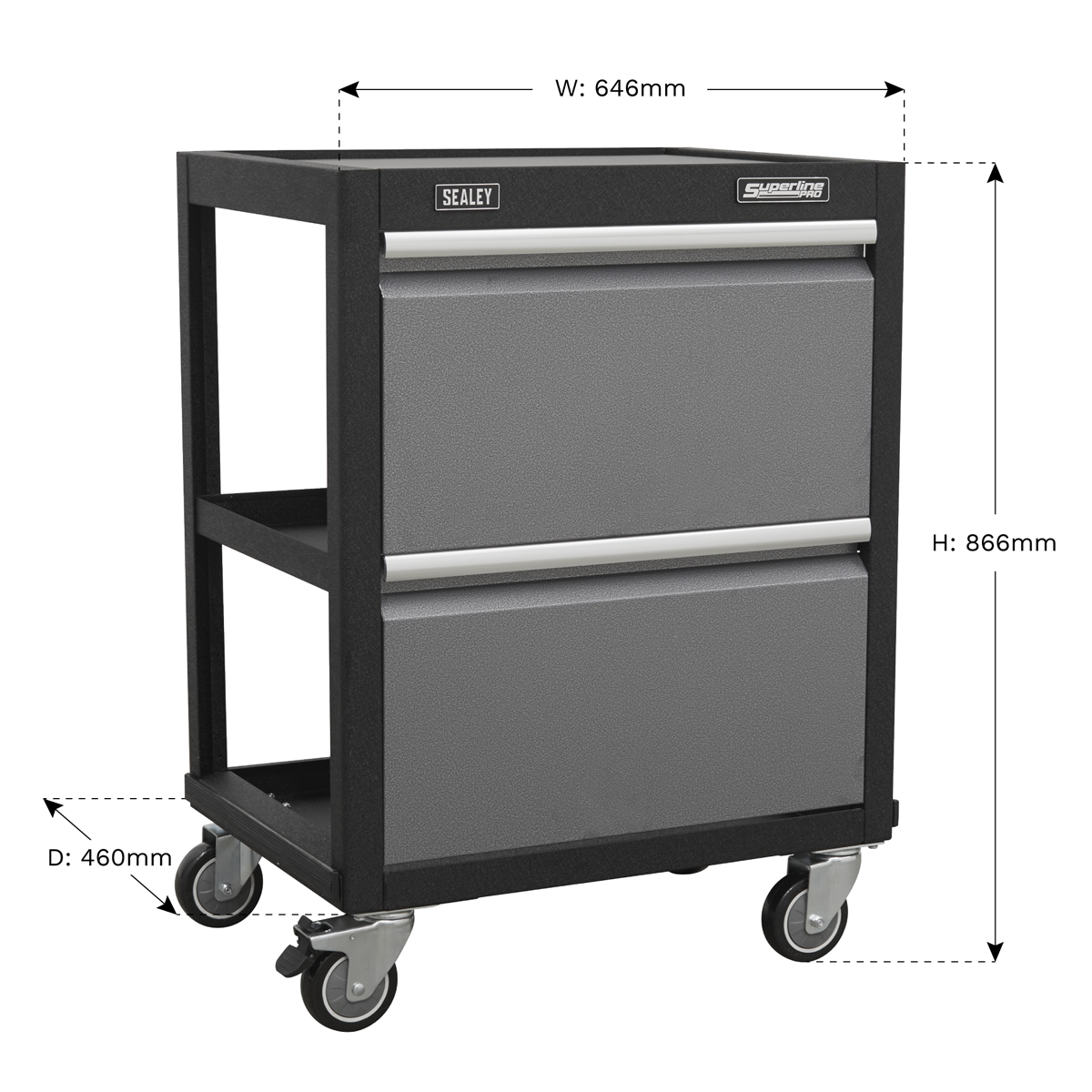 Sealey Modular Mobile Workshop 3-Tiered Trolley With Aluminium Handles APMS66