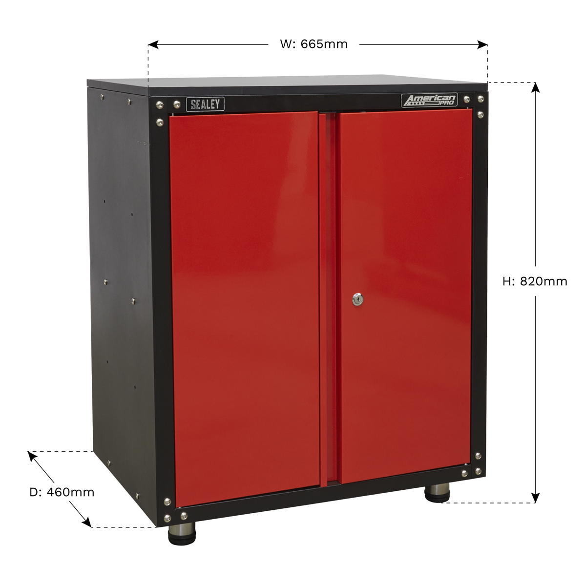 Sealey Modular 2 Door Cabinet Worktop With Lock & Two Keys 665mm APMS81