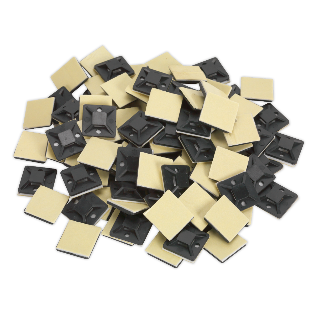 Sealey Self-Adhesive Cable Zip Tie Mount 20mm x 20mm Black Pack of 100 CTM2020B