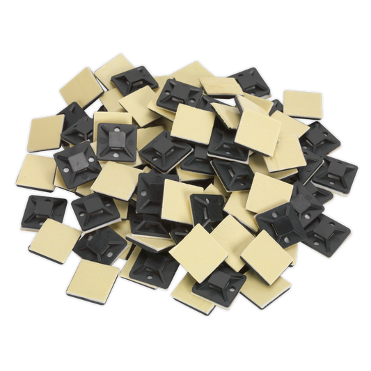 Sealey Self-Adhesive Cable Zip Tie Mount 20mm x 20mm Black Pack of 100 CTM2020B
