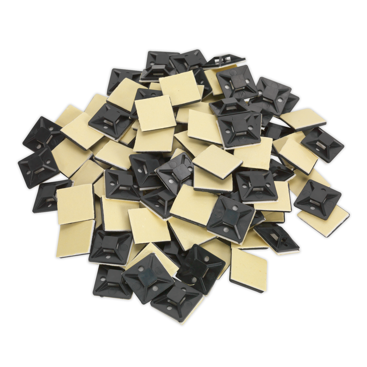 Sealey Self-Adhesive Cable Zip Tie Mount 25mm x 25mm Black Pack of 100 CTM2525B