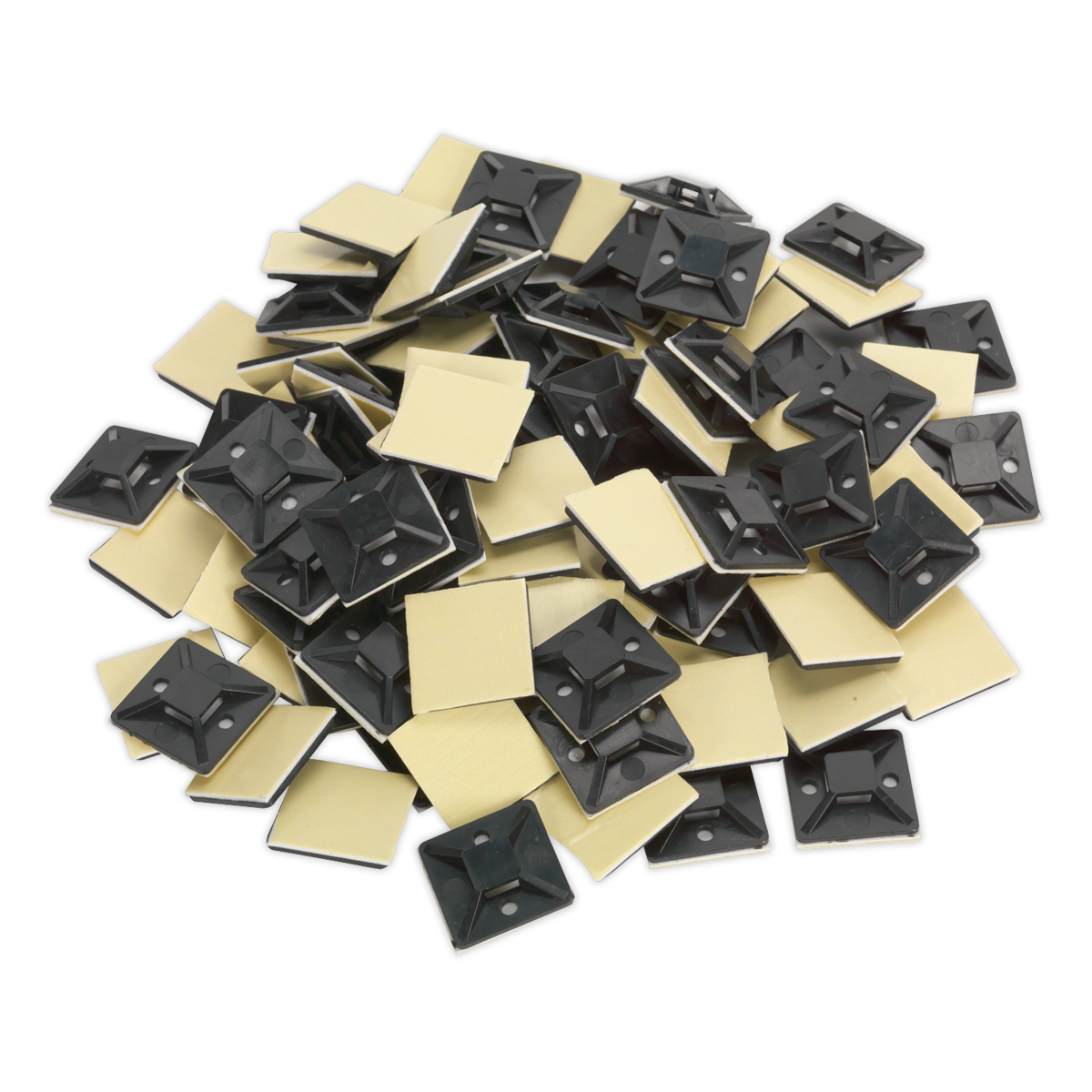 Sealey Self-Adhesive Cable Zip Tie Mount 30mm x 30mm Black Pack of 100 CTM3030B