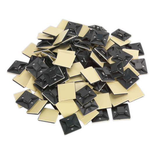 Sealey Self-Adhesive Cable Zip Tie Mount 30mm x 30mm Black Pack of 100 CTM3030B