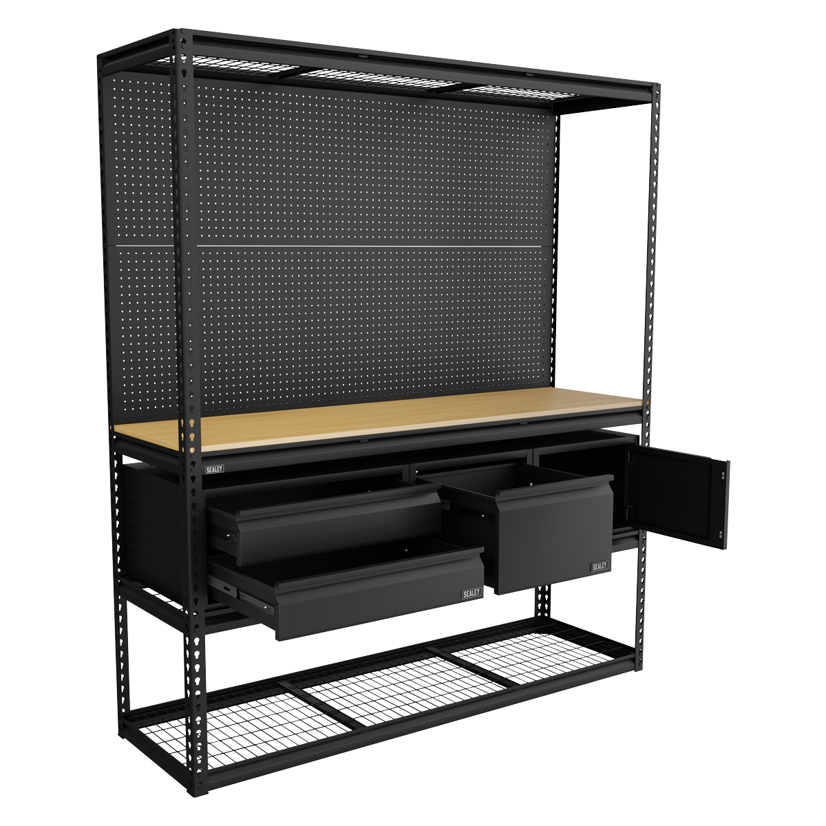 Sealey Heavy-Duty Modular Workbench Racking Kit With 3 Storage Units APMWBCOMBO1