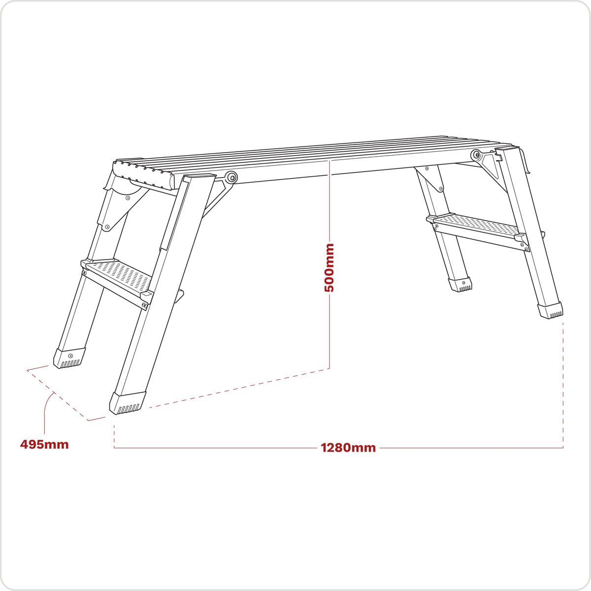Sealey Folding Platform Aluminium 2 Steps 150kg Capacity 500mm Height APS2