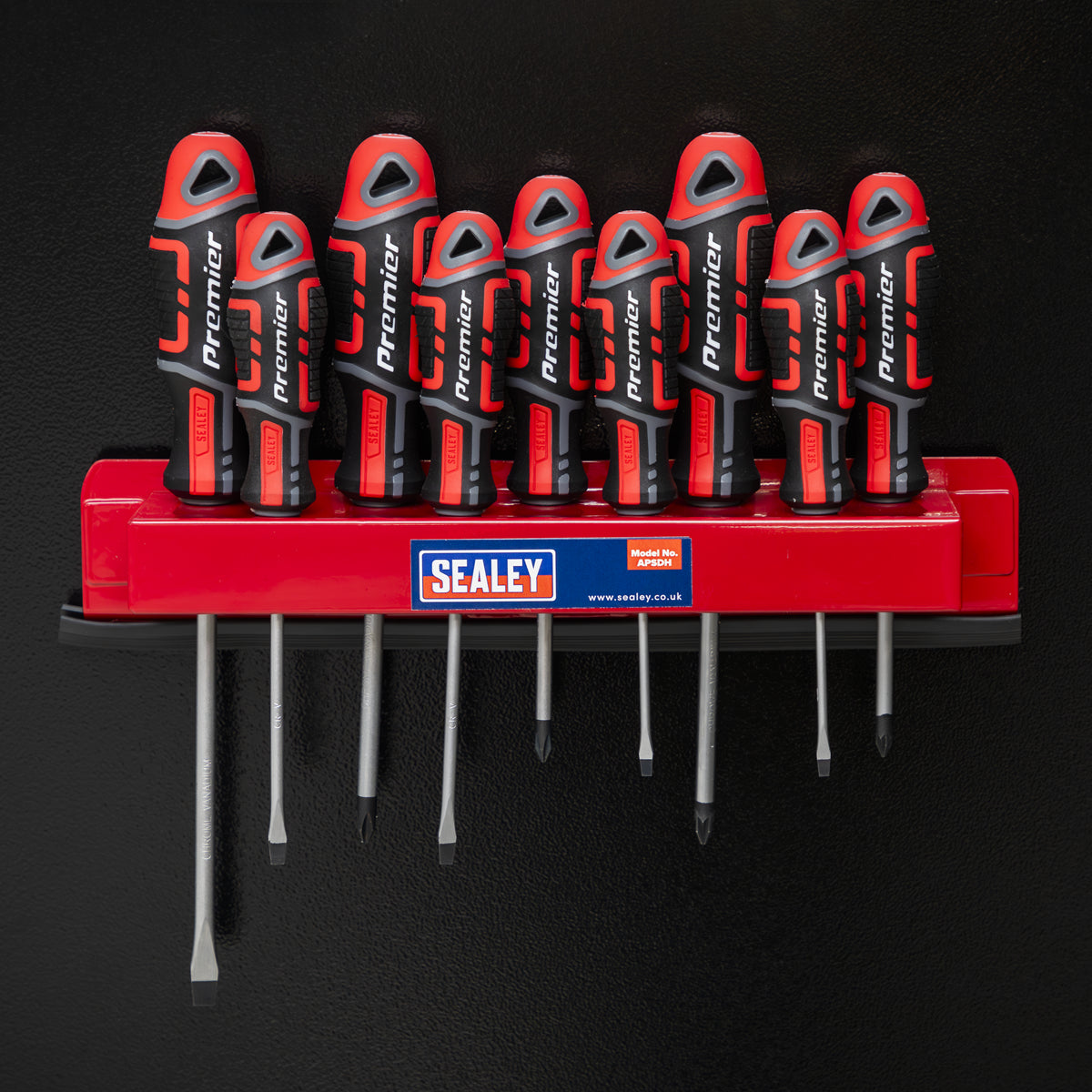 Sealey Screwdriver Holder With Powerful Vinyl Covered Magnets - Red APSDH