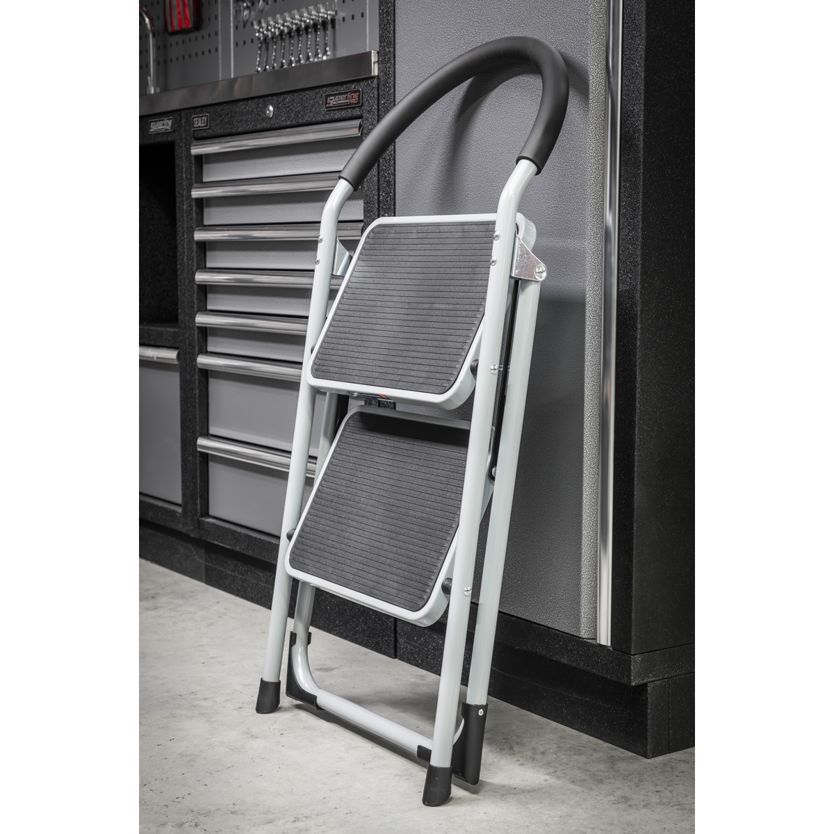 Sealey Step Stool Metal 2 Steps 150kg Capacity 460mm Height Anti Slip ASL2