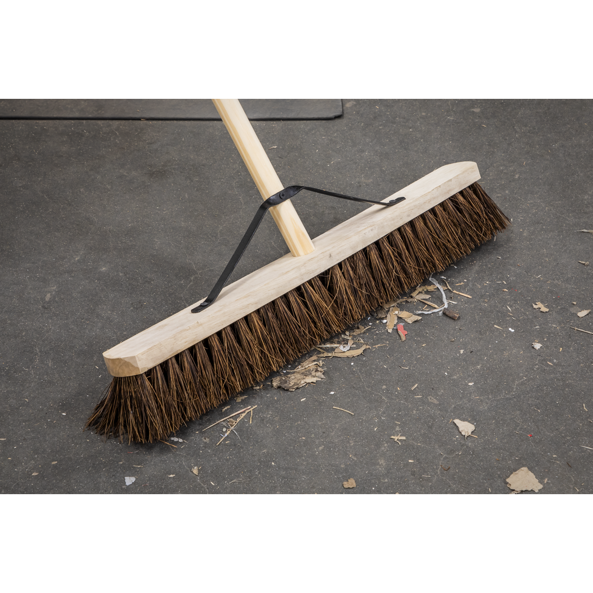 Sealey Broom With Metal Strengthening Support 24" Stiff/Hard Bristle BM24H