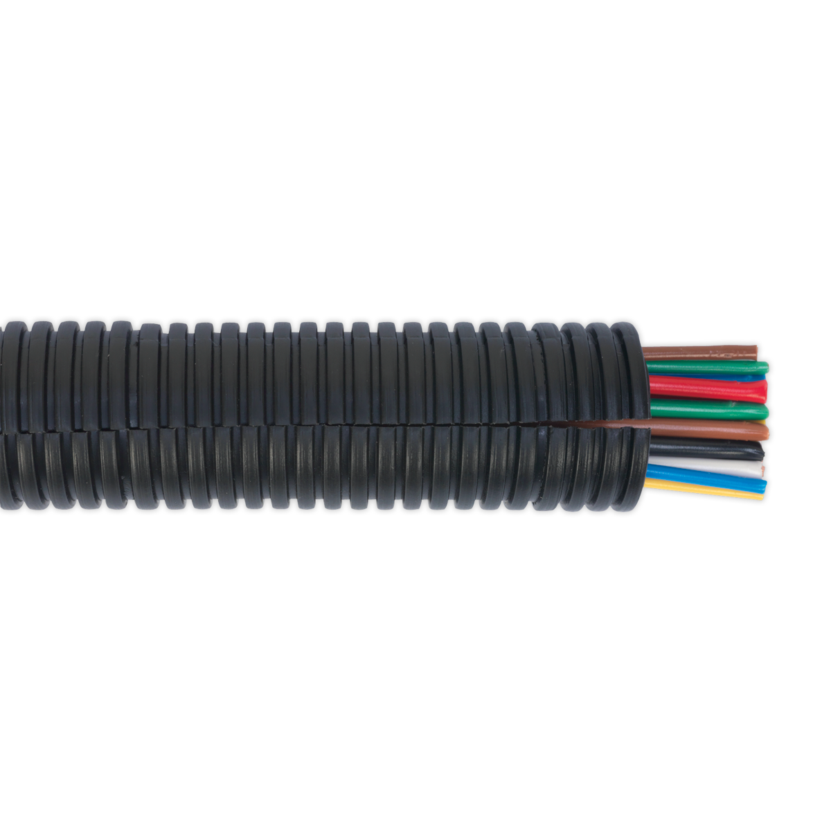 Sealey 10m Ø22-27mm Split Convoluted Cable Sleeving Chemical Resistant CTS2210