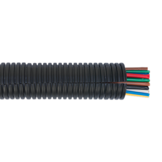 Sealey 10m Ø22-27mm Split Convoluted Cable Sleeving Chemical Resistant CTS2210