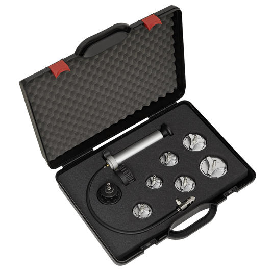 Sealey 7pc Commercial Cooling System Pressure Test Kit Pump With Gauge CV0011