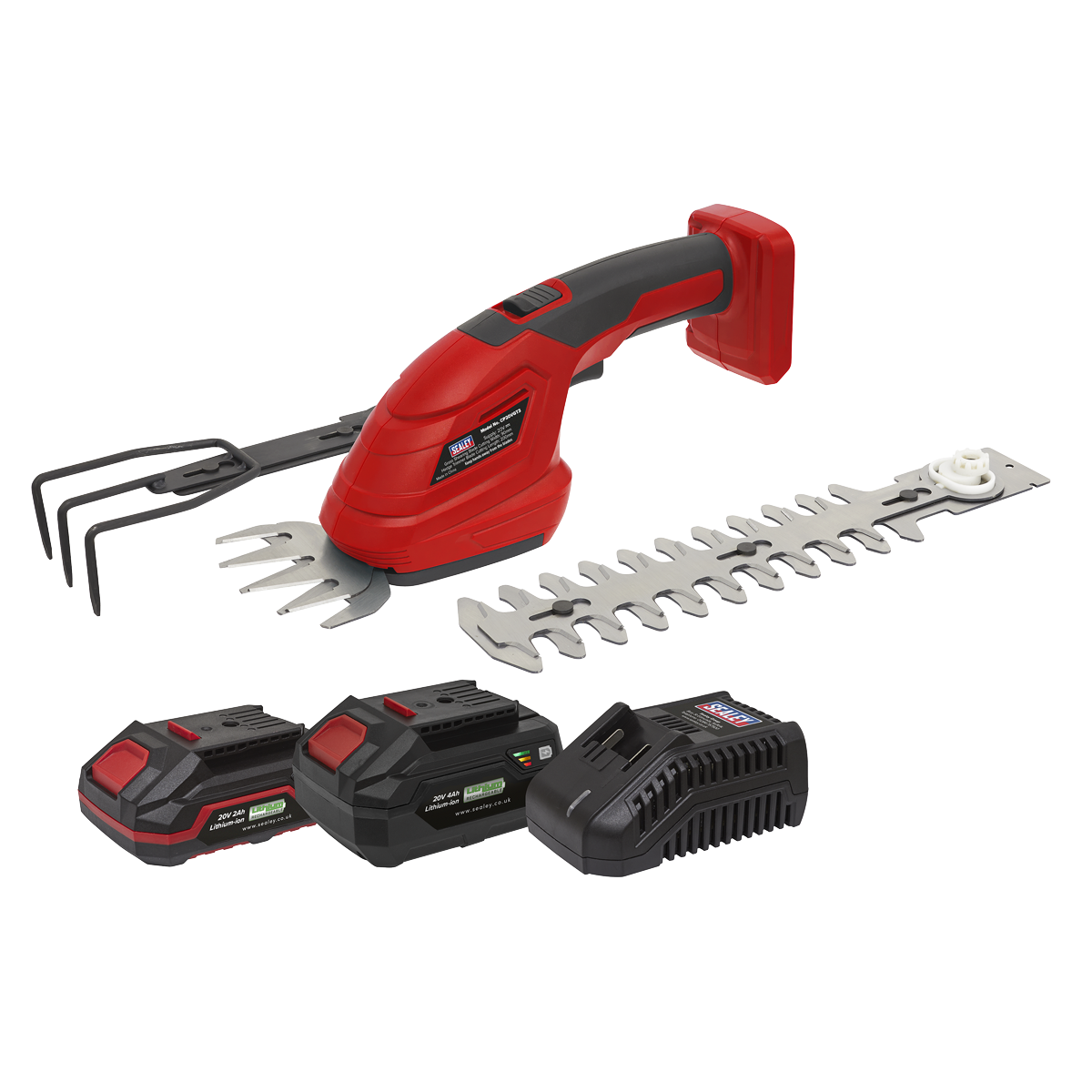 Sealey Cordless 3-in-1 Garden Tool Kit 20V SV20 2 Batteries 2Ah 4Ah CP20VGT3KIT