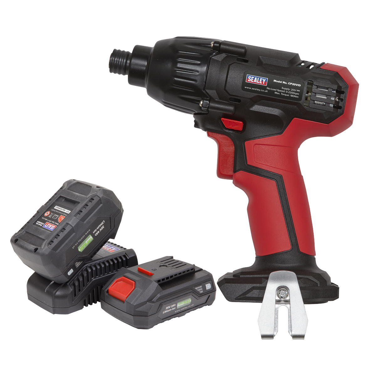 Sealey 20V SV20 Series 1/4" Hex Drive Impact Driver Kit - 2 Batteries CP20VIDKIT