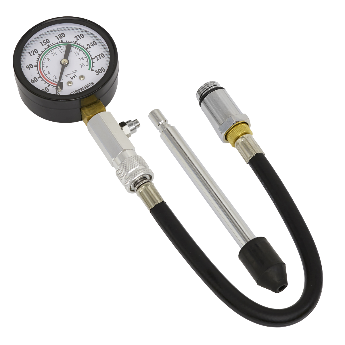 Sealey Petrol Engine Compression Test Kit Large Easy-To-Read Gauge 3 Pcs CT951