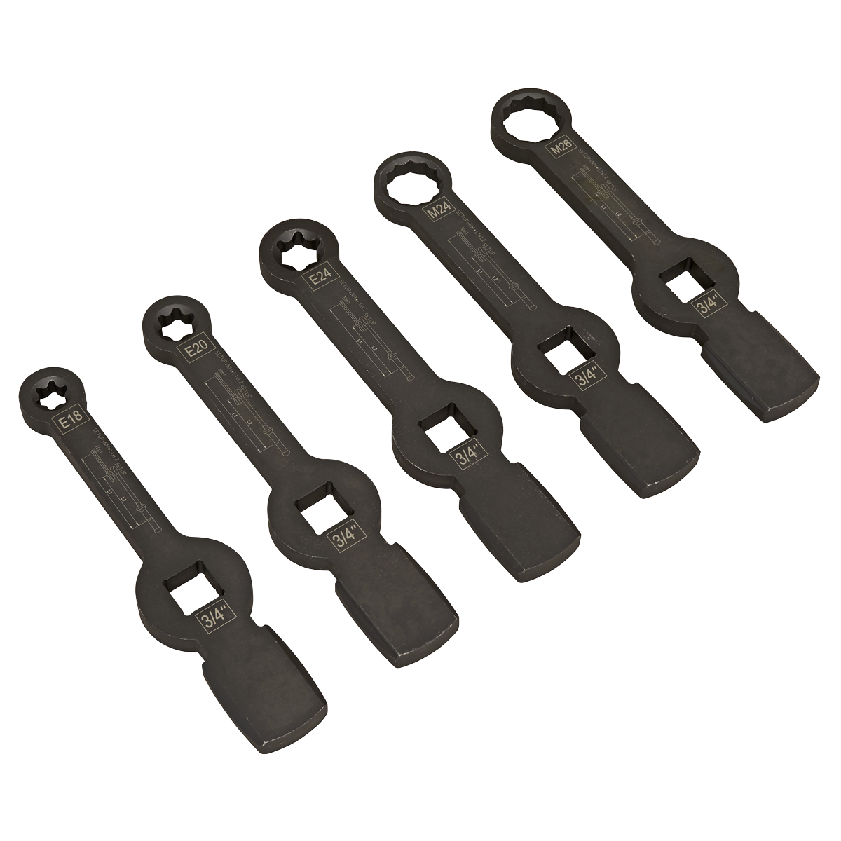 Sealey Brake Caliper Slogging Wrench Set 5 Pieces 3/4" Square Drive CV212