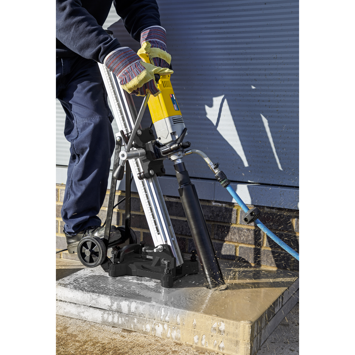 Sealey Aluminium Diamond Core Drill Stand With Handle & Wheels Tool DCDST