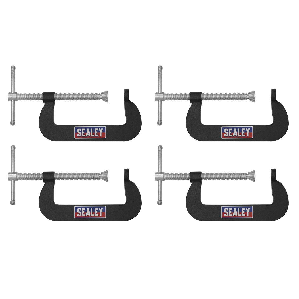 Sealey Junior C-Clamp Set 76mm x 35mm Jaw Opening/Throat Depth 4 Pieces GCC02