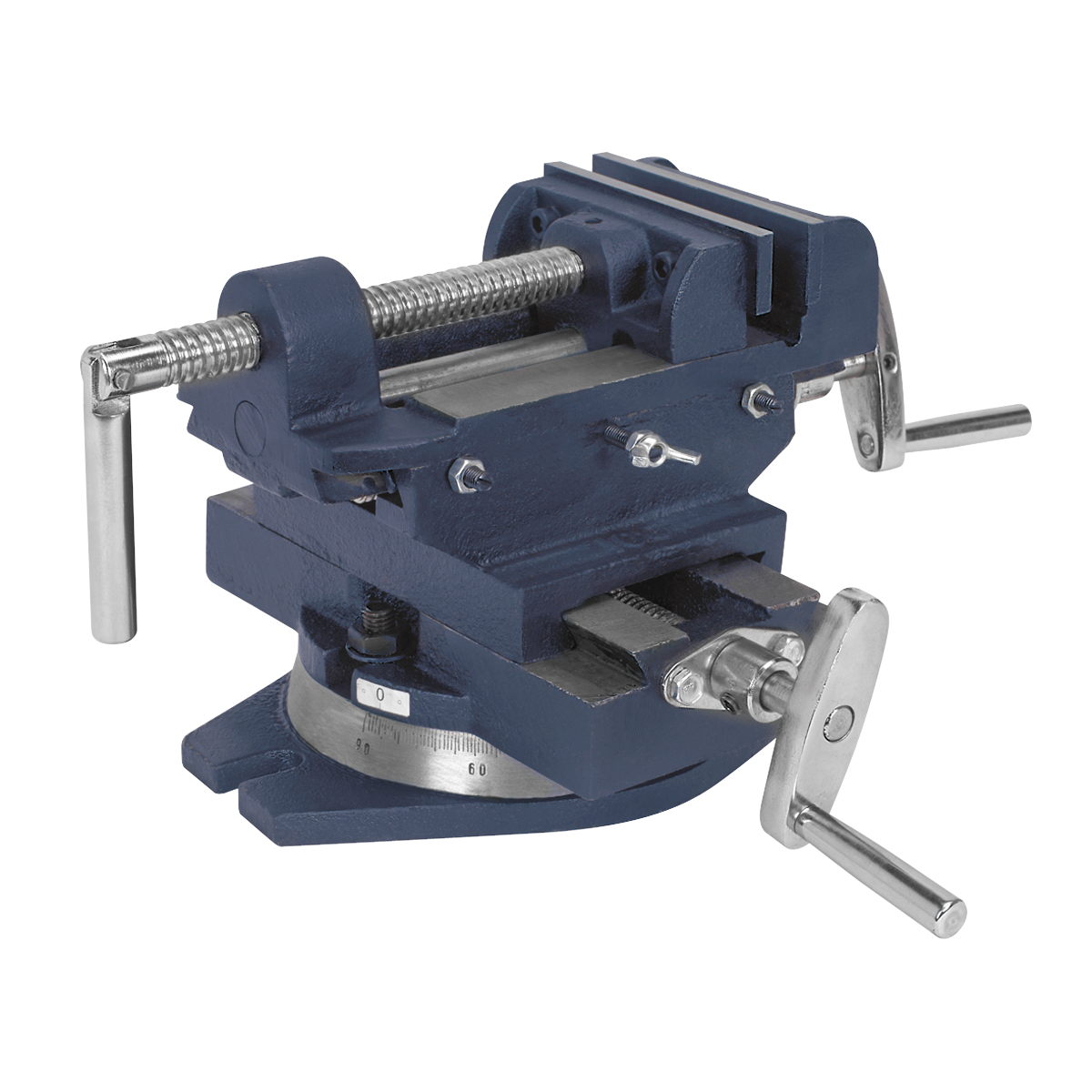 Sealey 100mm Compound Cross Vice With Replaceable Steel Jaws Scale On Base CV4