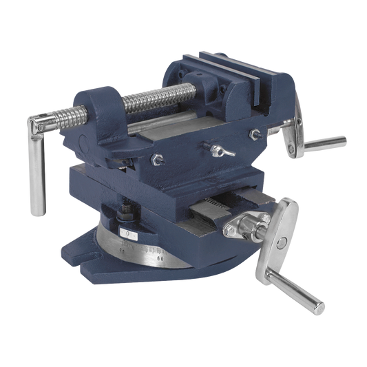 Sealey 100mm Compound Cross Vice With Replaceable Steel Jaws Scale On Base CV4