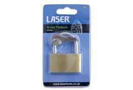 LASER 0498 Brass Padlock 50 mm Slimline Design Includes 3 Keys Secure Lock