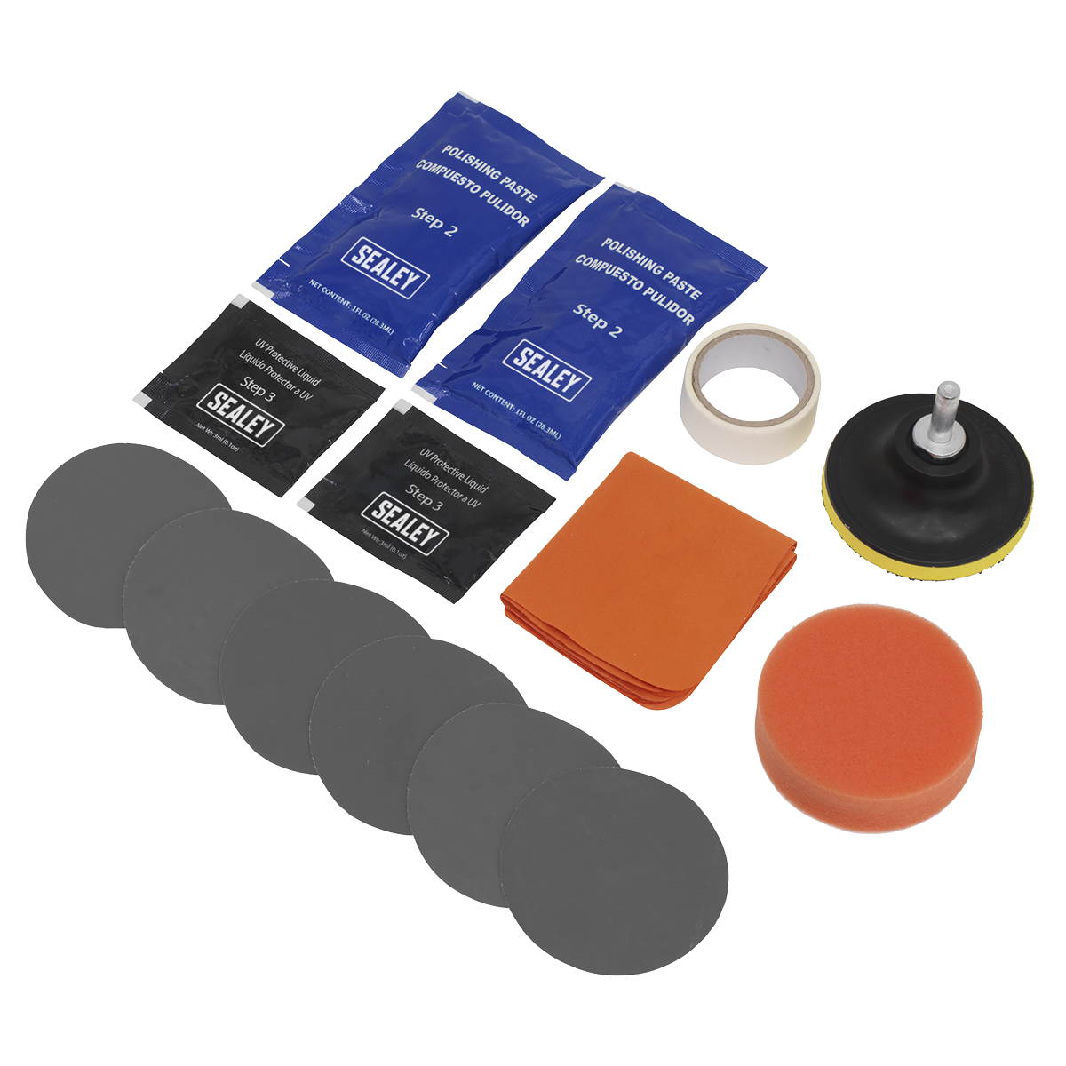 Sealey Headlight Restoration Kit With Drill Adaptor & Polishing Paste HRK01