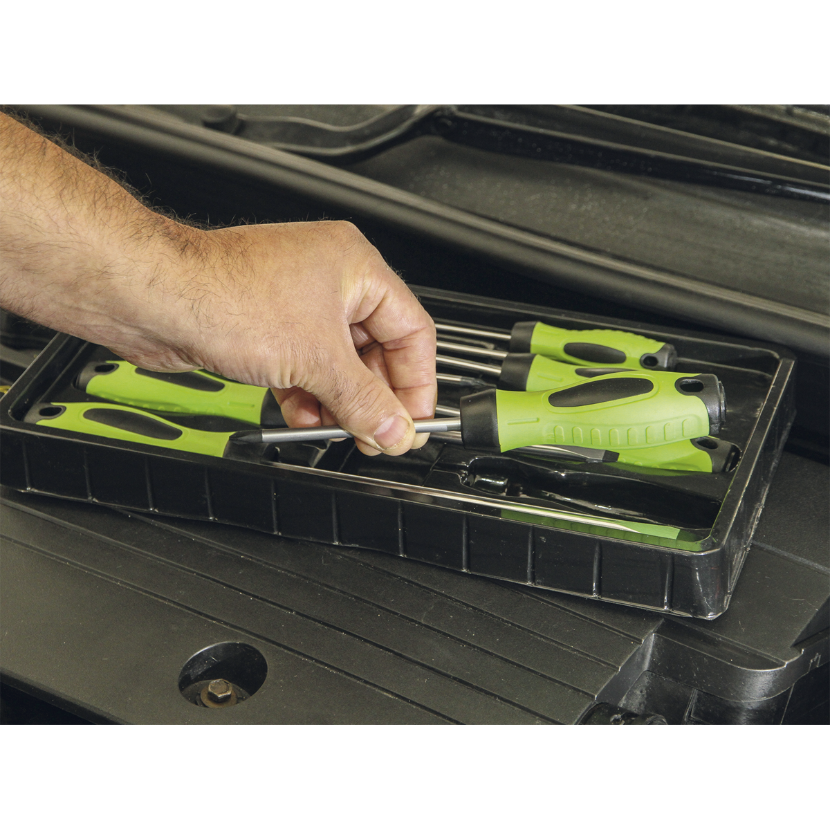 Sealey Screwdriver Set With Ergonomically Shaped Handles 8 Pieces Hi-Vis HV001