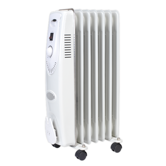 Sealey Oil Filled Radiator 1500W/230V 7 Element Safety Tip-Over Switch RD1500