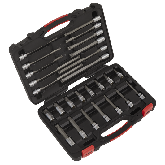 Sealey 3/8" Square Drive Spline Socket Bit Set 26 Pcs Tool Kit Platinum AK89002