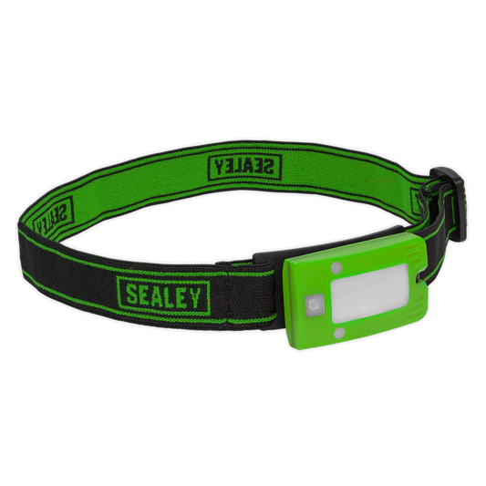 Sealey Rechargeable Head Torch 2W COB LED Flashlight Auto Sensor Green LED360HTG