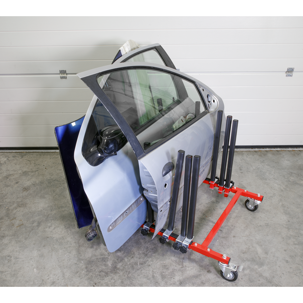 Sealey Mobile Panel Storage Rack Holds 5 Panels Capacity 150kg Red/Black MK76