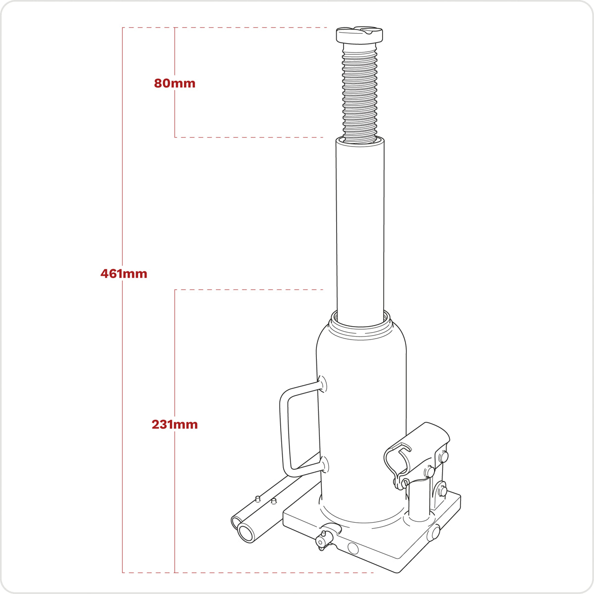 Sealey Bottle Jack Lift 10 Tonne With Overload Valve & 2-Piece Handle PBJ10S