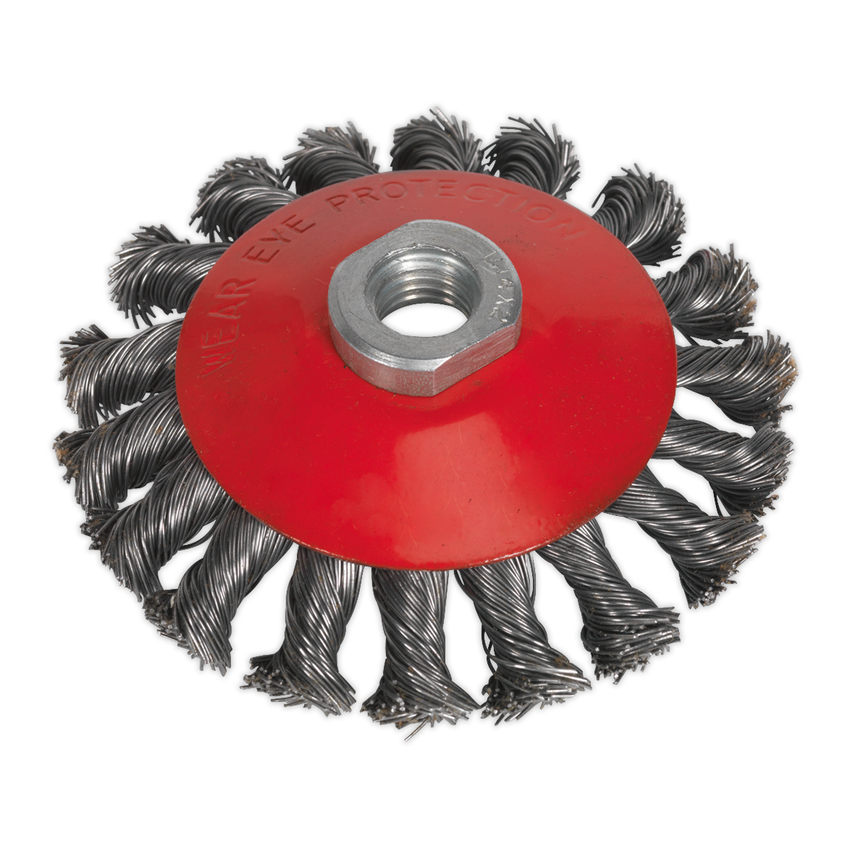 Sealey Conical Wire Brush With Twisted Steel Filaments Ø100mm M10 x 1.5mm CWB100