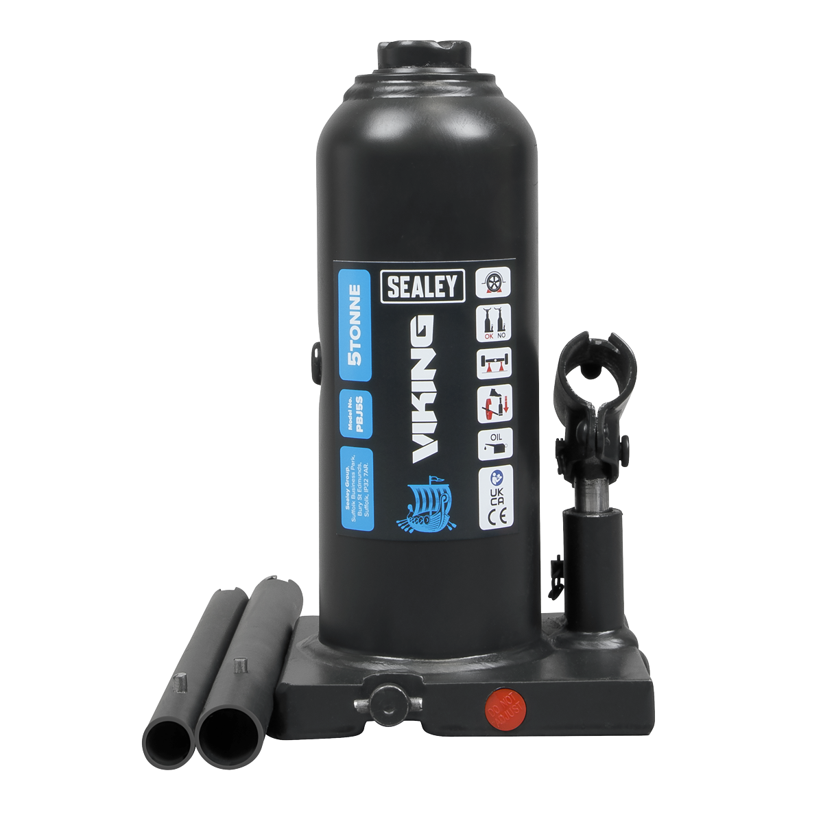 Sealey Bottle Jack Lift 5 Tonne With Overload Valve & 2-Piece Handle PBJ5S