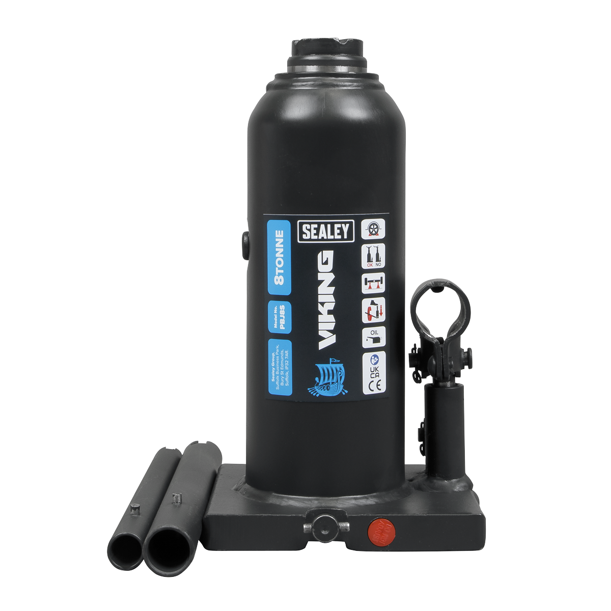 Sealey Bottle Jack Lift 8 Tonne With Overload Valve & 2-Piece Handle PBJ8S