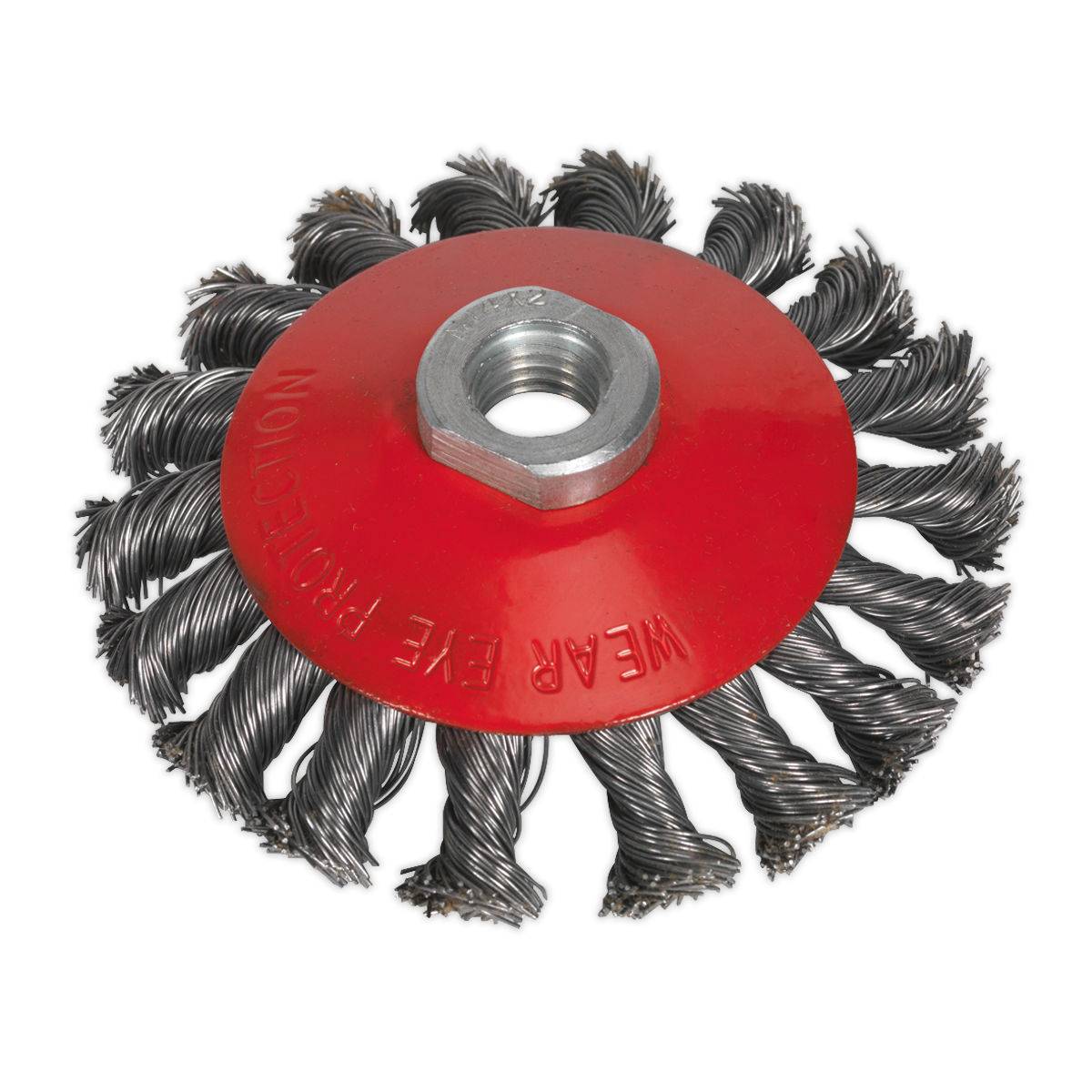 Sealey Conical Wire Brush With Twisted Steel Filaments Ø100mm M14 x 2mm CWB101
