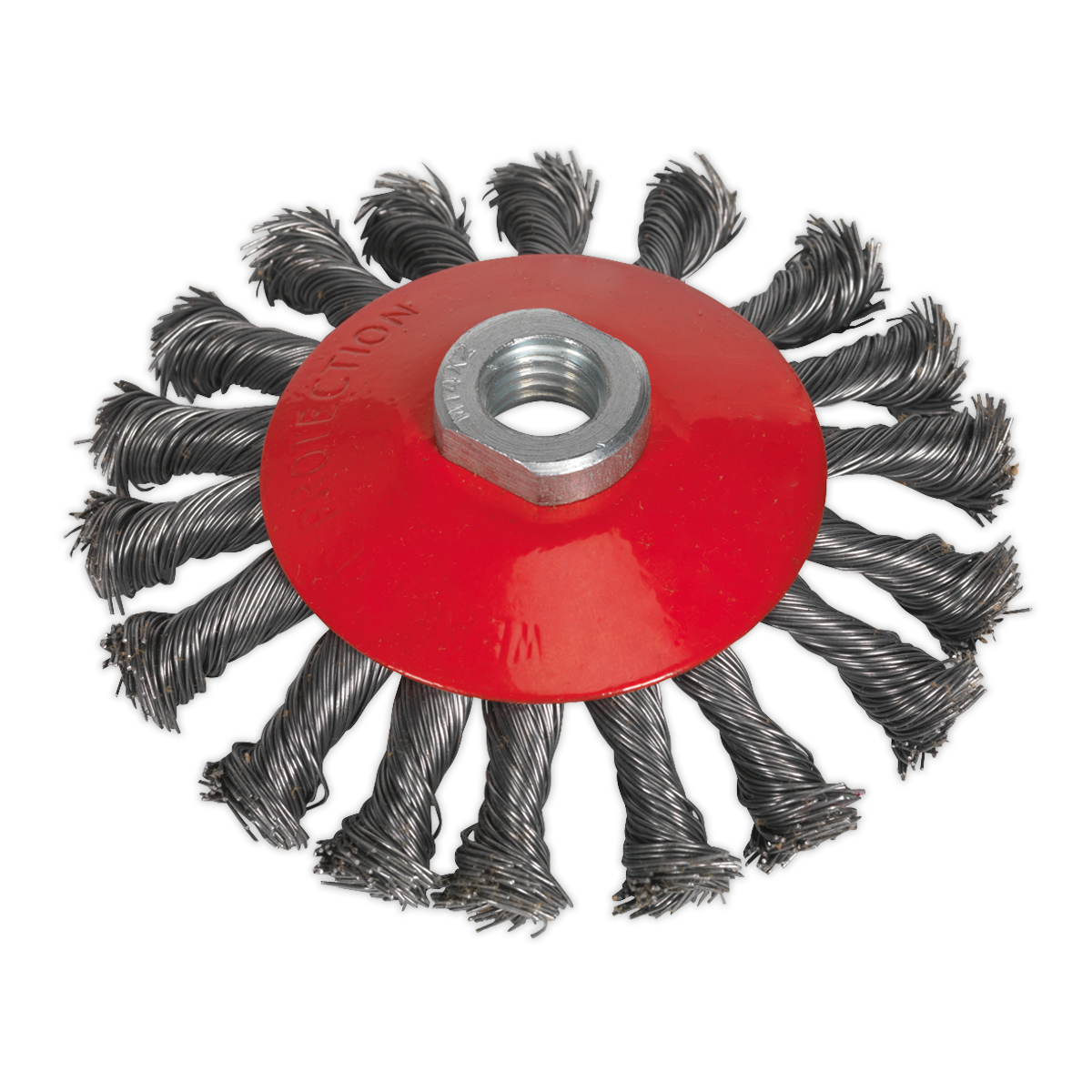 Sealey Conical Wire Brush With Twisted Steel Filaments Ø115mm M14 x 2mm CWB115