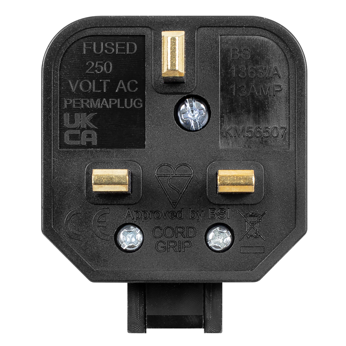 Sealey Rubber Plug 13Amp Heavy Duty Garage & Workshop Use - Black PL/13/3S