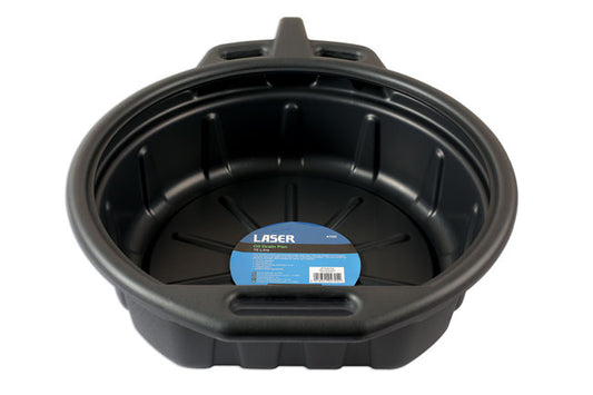 LASER 4705 16L Oil Drain Pan Anti Splash Lip Enclosed Spout Heavy Duty PE