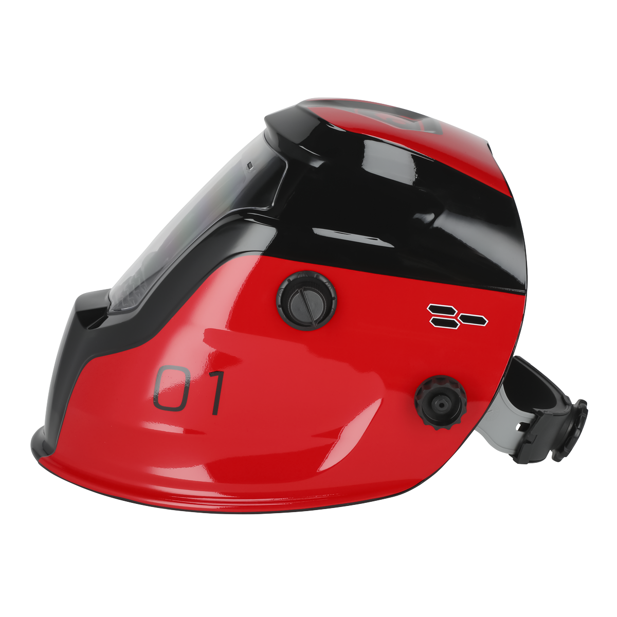 Sealey Auto Darkening Welding Helmet With Rotary Knob - Shade 9-13 - Red PWH1